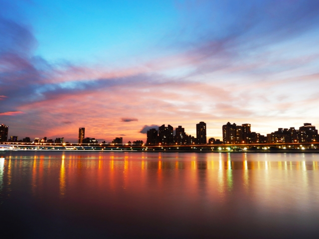 淡水河の夕景